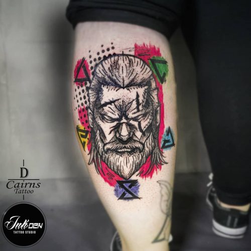 Geralt of Rivia tattoo done by David Cairns
