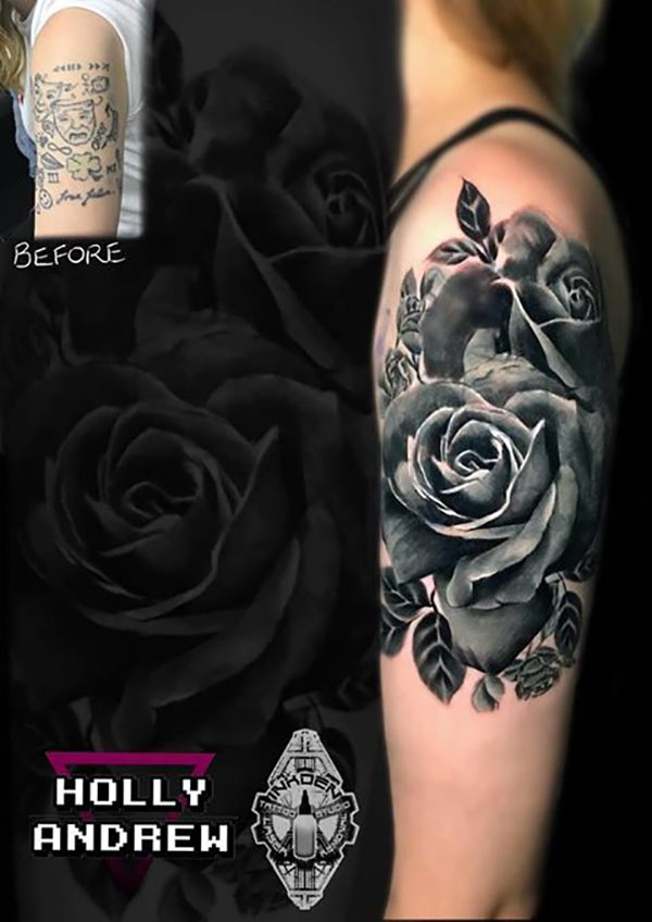 Tattoo Coverup with black rose design  YouTube