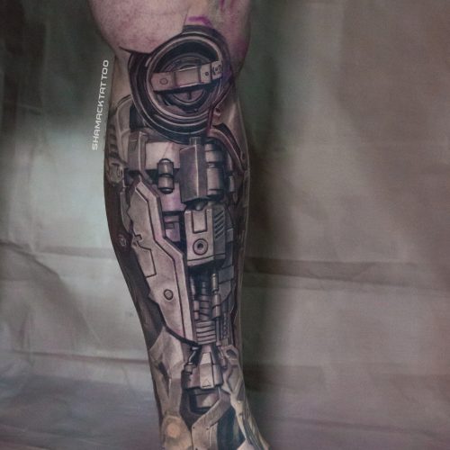 bio-mechanical-cyborg-leg-sleeve-intside-shamack-inkden-tattoo-Blackpool