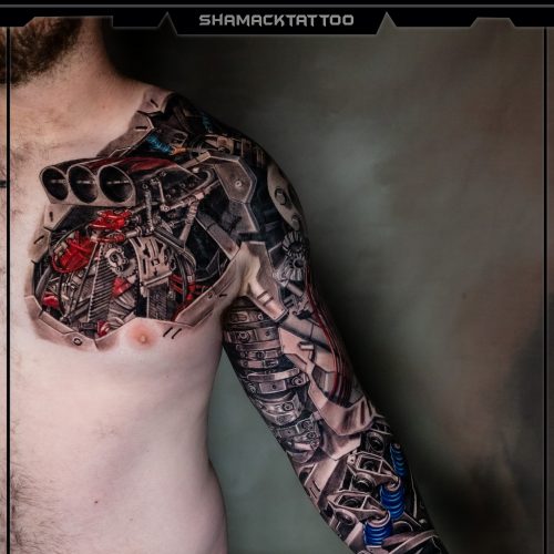 biomechancal-sleeve-drag-racing-supercharge-whole-before-after-sleeve-Shamack-tattoo
