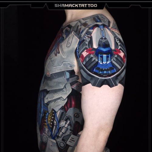 biomechanical-06-mechtattoo-chest-blue-leg-sleeve-Shamack-tattoo-inkden