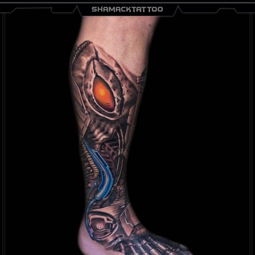 biomechanical-FREEHAND-organic-leg-sleeve-Cover-02-mechanical-Shamack-inkden-tattoo