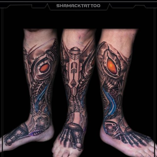 biomechanical-FREEHAND-organic-leg-sleeve-Cover-05-mechanical-Shamack-inkden-tattoo