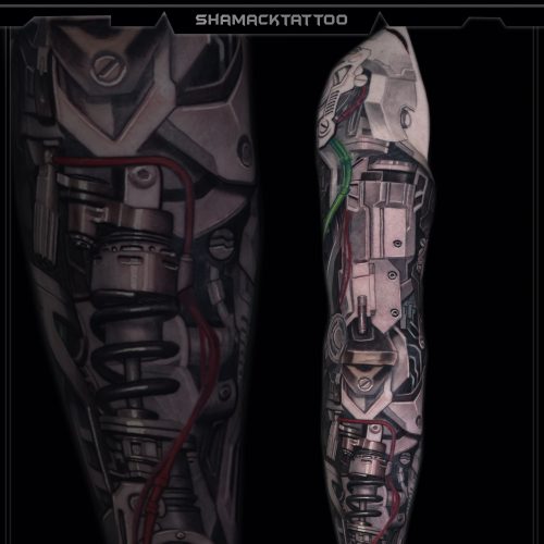 biomechanical-leg-sleeve-Green-left-32-mechanical-Shamack-inkden-tattoo