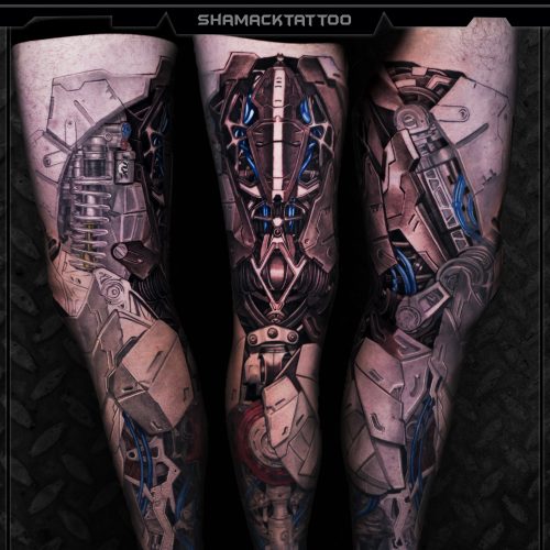 biomechanical-mechtattoo-blue-5-leg-sleeve-Shamack-tattoo-inkden