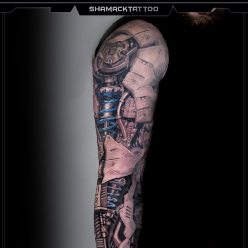 biomechanical-sleeve-arm-red-blue-realistic-3d-04-sleeve-Shamack-tattoo-Inkden