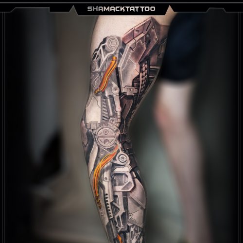 biomechanical-tattoo-2-full-leg-sleeve-yellow-mechanical-Shamack-inkden-tat