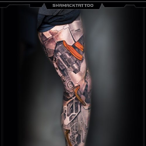biomechanical-tattoo-3-full-leg-sleeve-yellow-mechanical-Shamack-inkden-tat