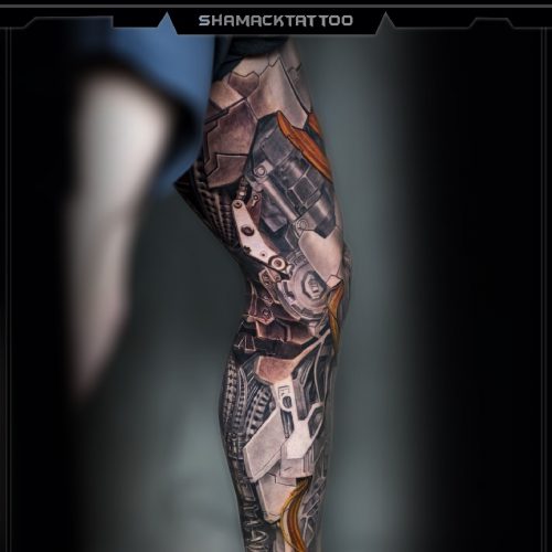 biomechanical-tattoo-4-full-leg-sleeve-yellow-mechanical-Shamack-inkden-tat