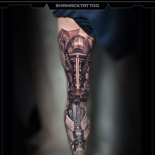 biomechanical-tattoo-5-full-leg-sleeve-yellow-mechanical-Shamack-inkden-tat