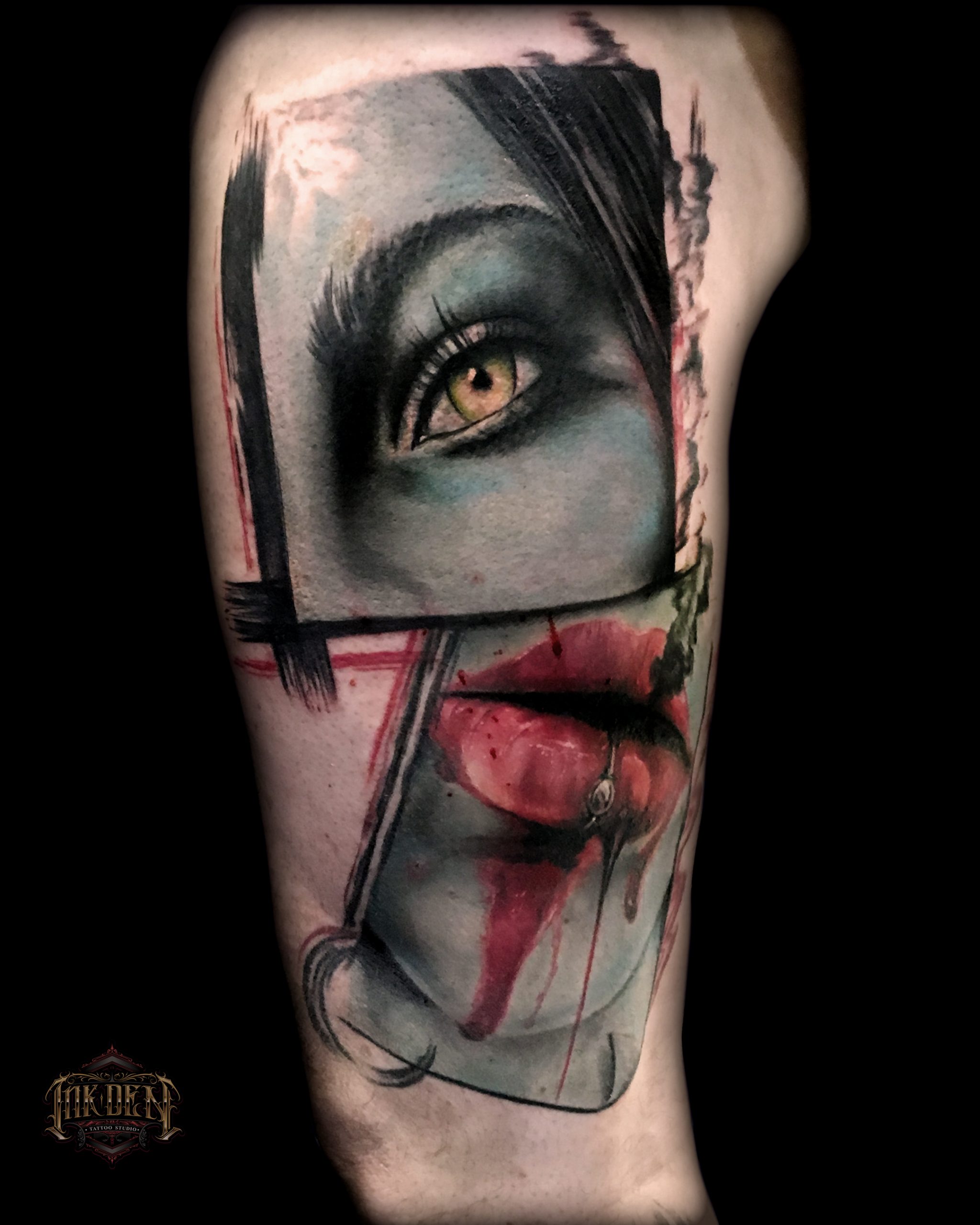 Black and Grey Horror Portrait Tattoo Sleeve by Alan Aldred TattooNOW