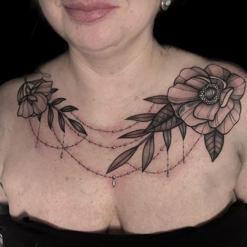 adrianna-urban-coverup-flower-flowers-chestpiece-chains-blackwork-inkden-tattoo-studio-blackpool
