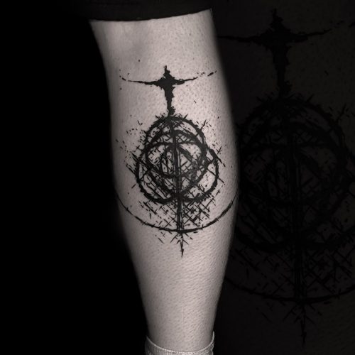 adrianna-urban-elden-ring-gaming-gamer-tattoo-blackwork-darksouls-tattoo-inkden-tattoo-studio-blackpool