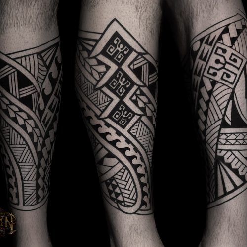 adrianna-urban-maori-linework-blackwork-calf-geeometric-tattoo-inkden-studio-blackpool