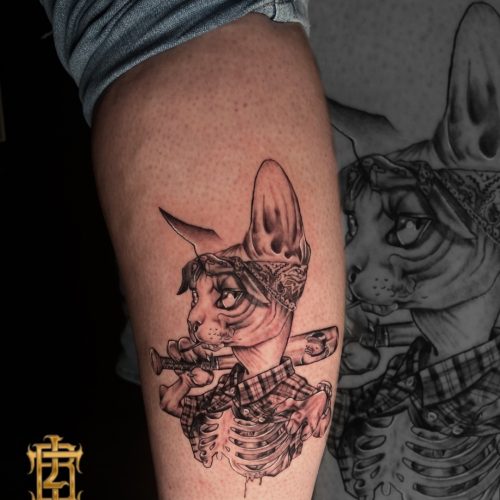 cholo-cat-baseball-bat-rubber-duck-black-and-grey